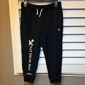 Run Disney 2017 Wine and Dine Champion Black Jogger Pants - Eat, Drink, Run